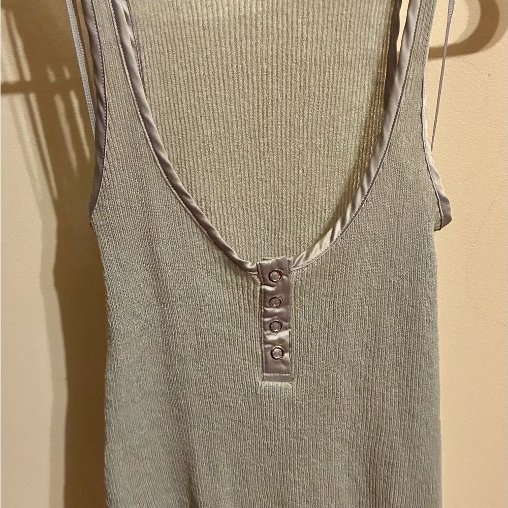 Zara Light Gray Ribbed Tank Top - Picture 1 of 5